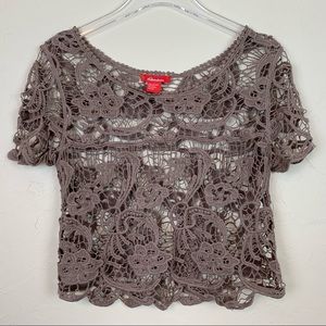 RAINBOW Boho Fest Cotton Lace Crop Top in Shroom L